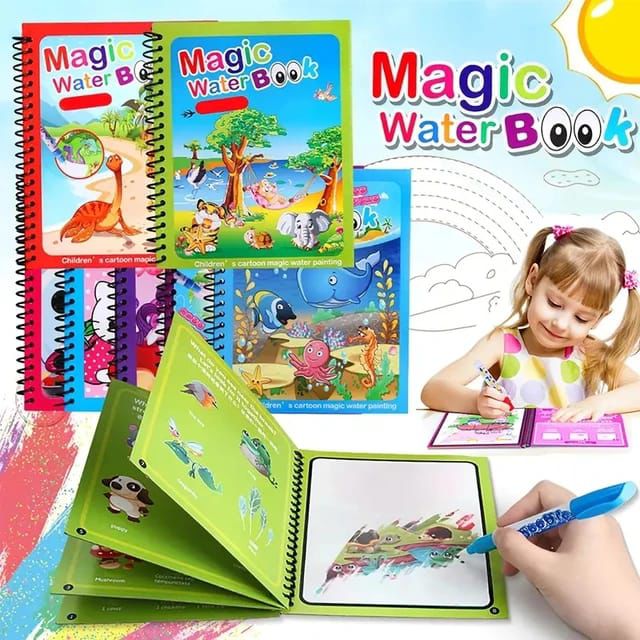 Magic Water Book Painting Drawing Coloring Board Book Magic Water Pen - Toy Accessory Designed For Creative Painting And Daily Fun Routine (Random Book)