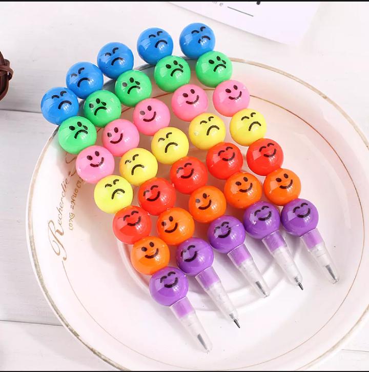 Smiley Cartoon Stationery Pencils Children Gift Rainbow Pencils With Funny Faces (Pack of 5)