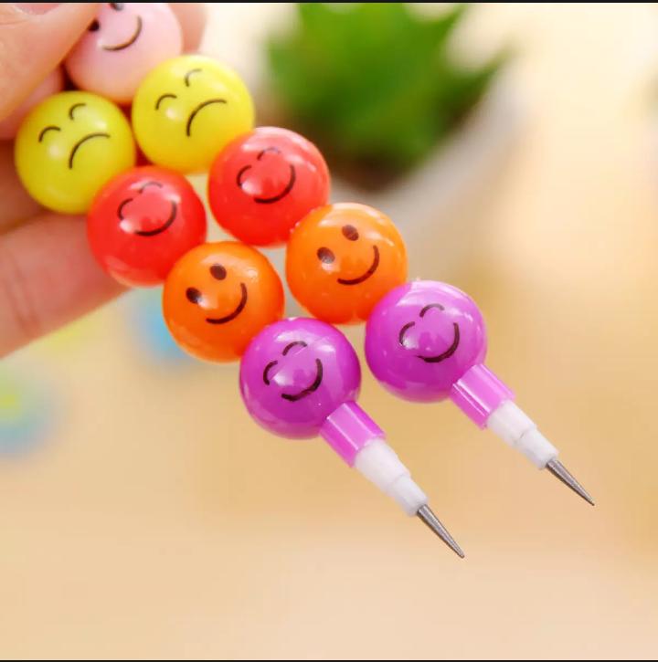 Smiley Cartoon Stationery Pencils Children Gift Rainbow Pencils With Funny Faces (Pack of 5)